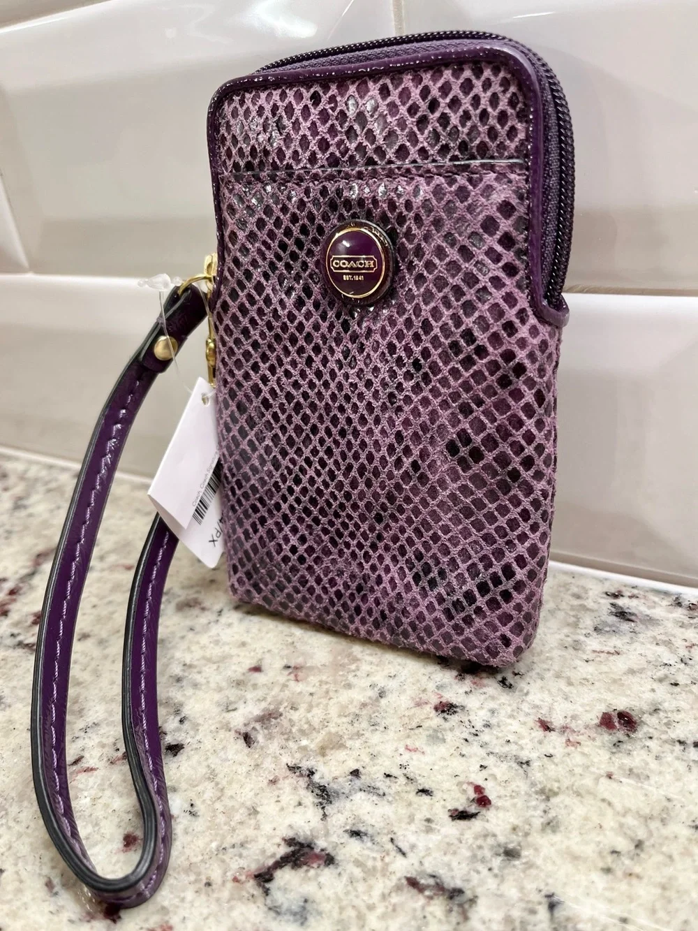 Coach Snakeskin Wristlet Accessory Pouch NWT